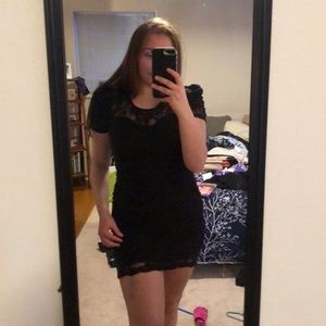 Black Lace Tight Dress